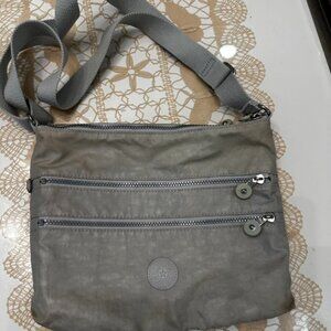 Kipling Alvar Teal Gray Nylon Multi Zipper Bag